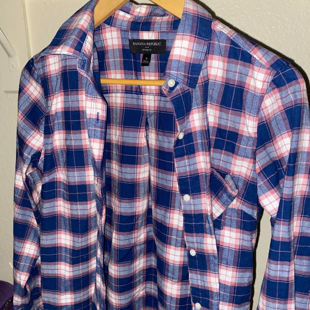 Banana Republic Checked Button Down Shirt,S